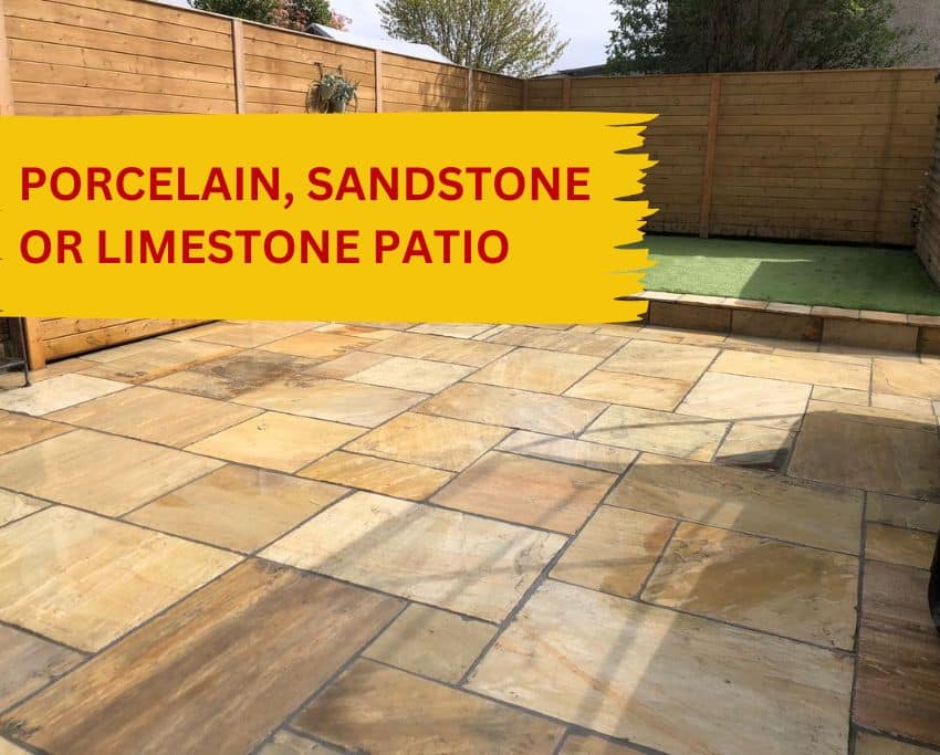 sandstone porcelain limestone patio